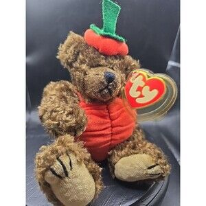 Vintage TY Attic Treasures Beanie Babies Peter the Pumpkin Bear With PVC pellets